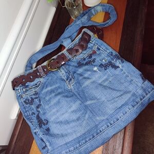 90'a Handsewn Denim Skirt Bag